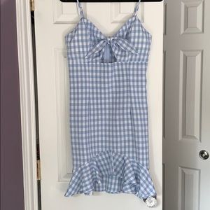 White & Blue Ginham Dress
